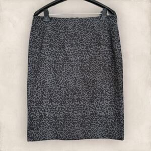 Y2K Alfani Winter Snow Leopard Print Pencil Skirt Size 10